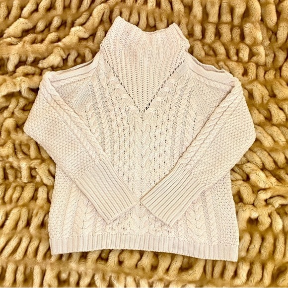 Marciano Cream Oversized Cable Knit Sweater π€ Off-Shoulder Luxe Cozy | Size M - Picture 1 of 7